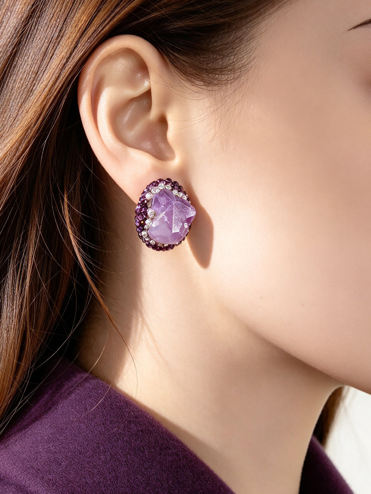 S4758E1 Amethyst Geode earrings