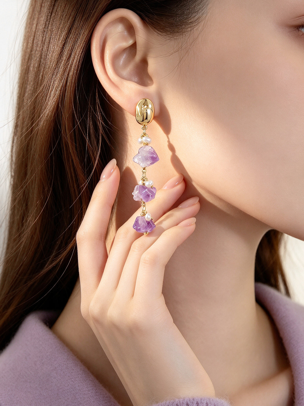 S4920E1 Lavender Cascade earrings