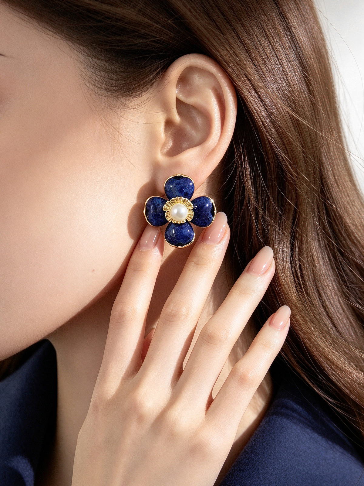 S4953E1 Lapis Clover earrings