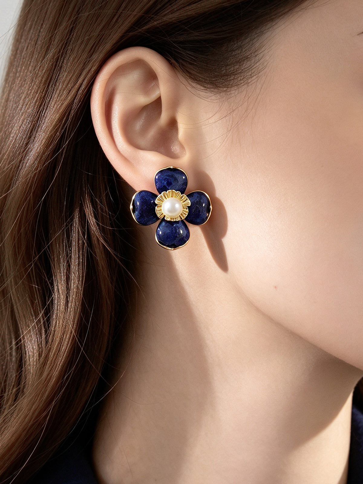 S4953E1 Lapis Clover earrings