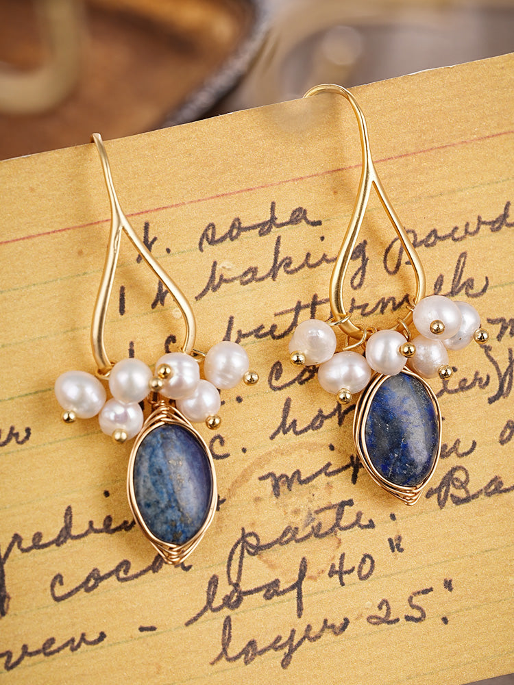 S5000E1 Lapis Pearl Cluster earrings