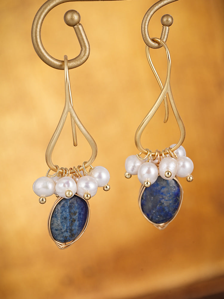 S5000E1 Lapis Pearl Cluster earrings