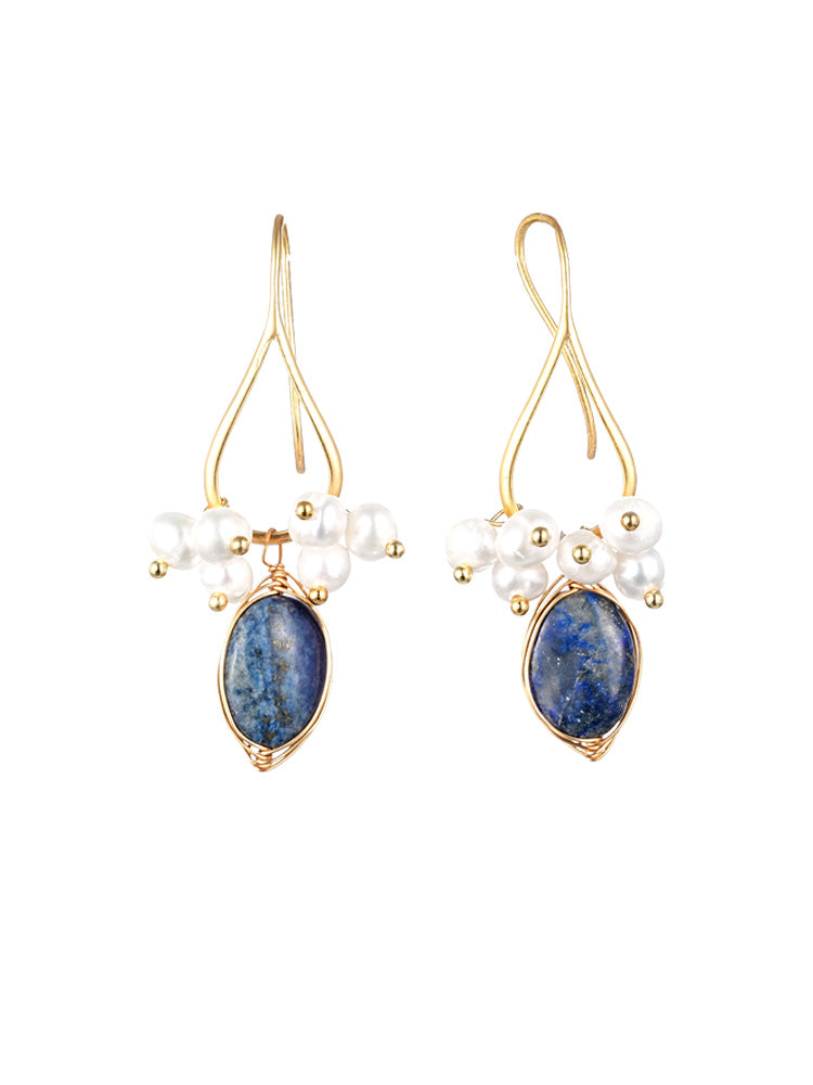 S5000E1 Lapis Pearl Cluster earrings