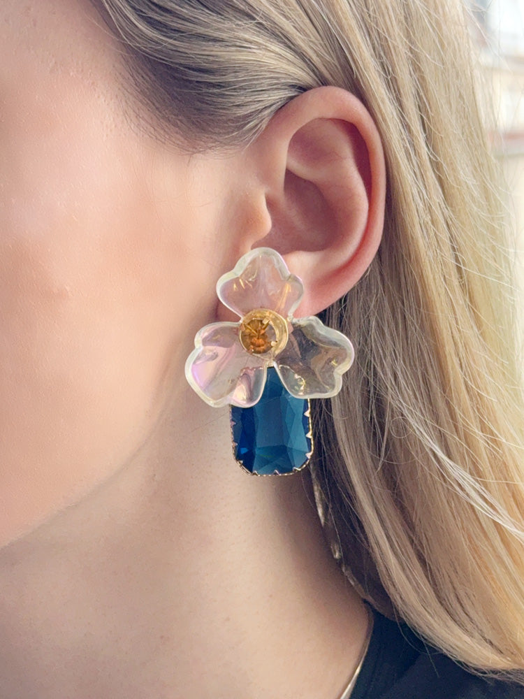 S5047E1 Glass Pansy earrings