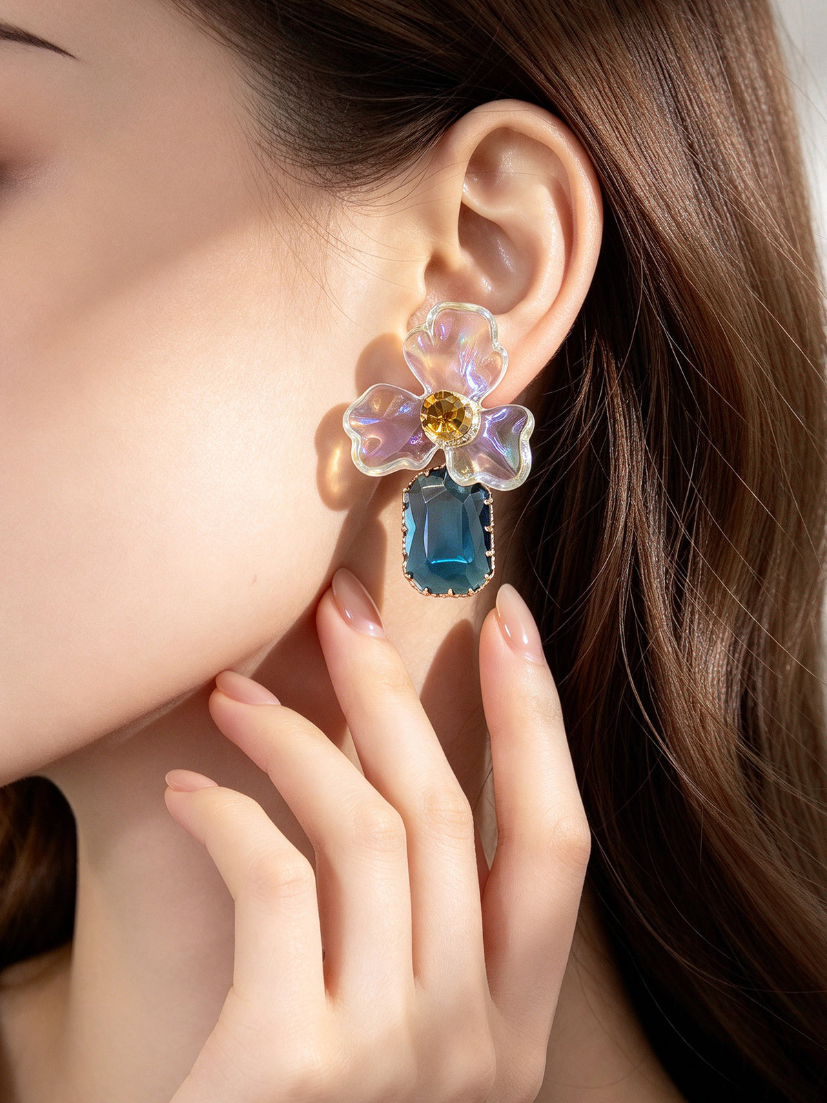 S5047E1 Glass Pansy earrings