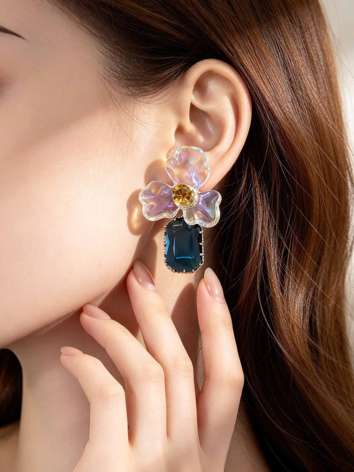 S5047E1 Glass Pansy earrings