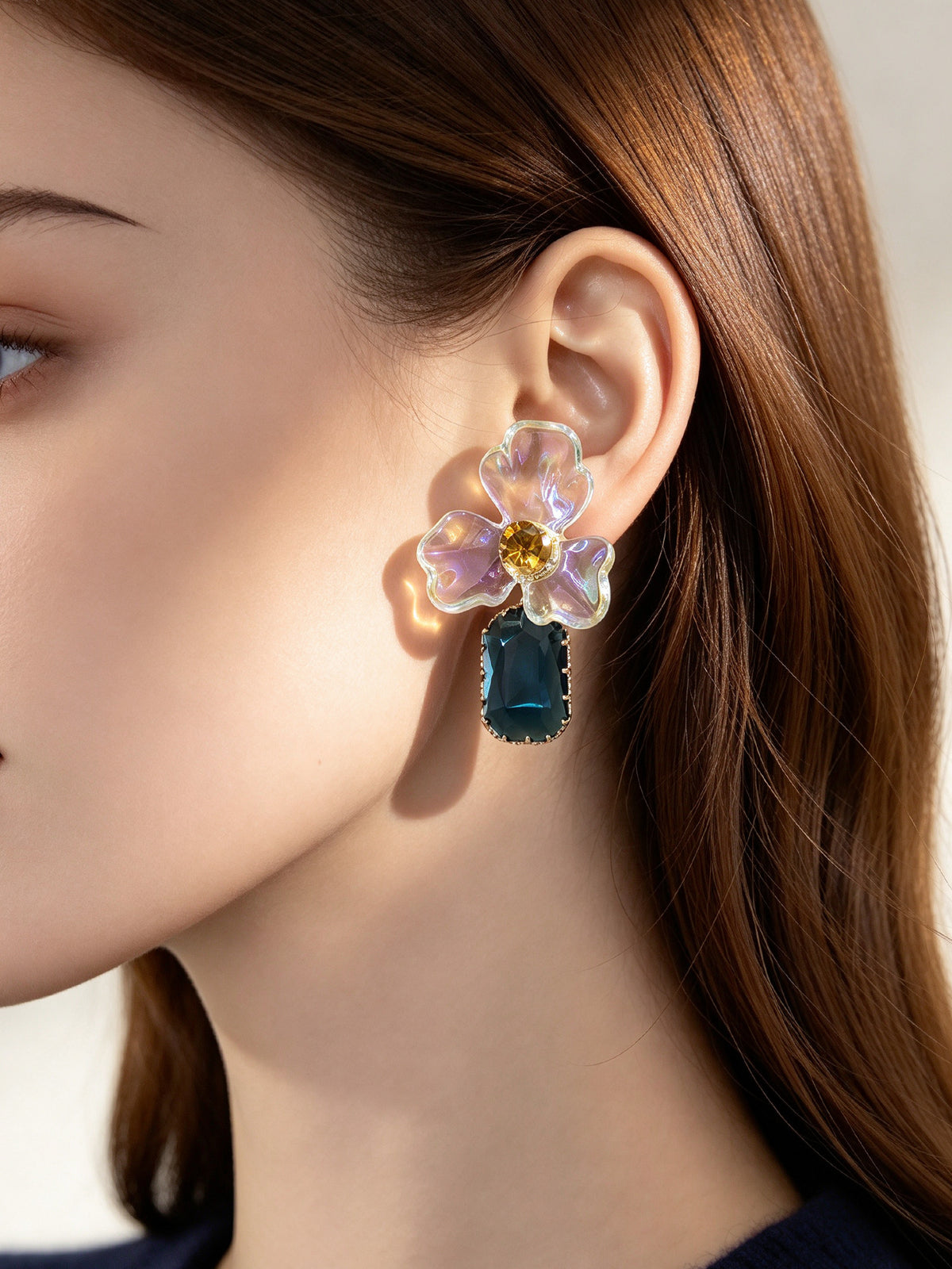 S5047E1 Glass Pansy earrings