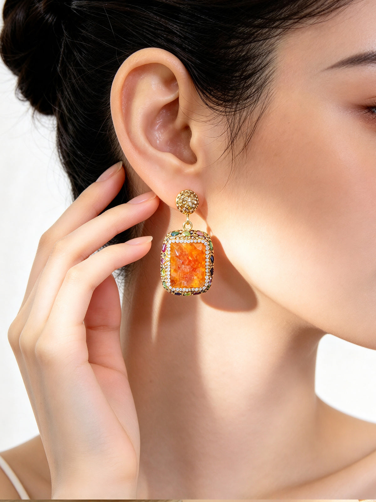 S5141E1 Sunset Druzy earrings