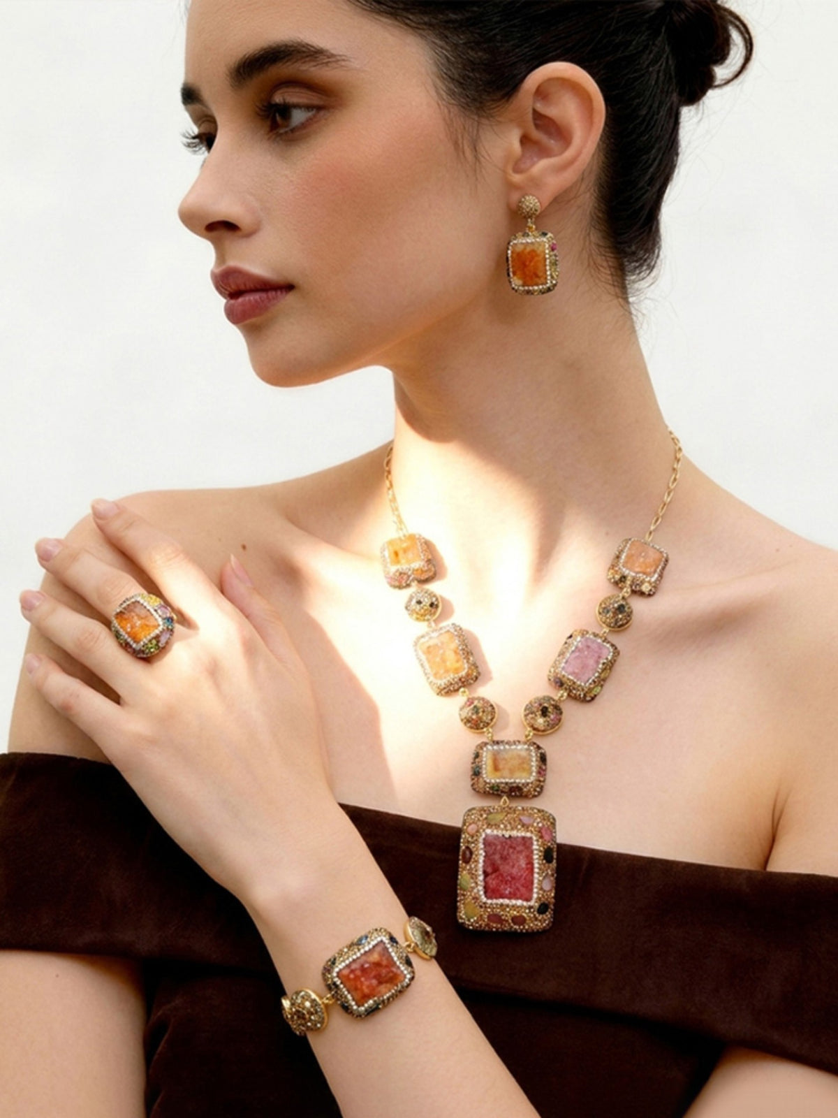 S5141E1 Sunset Druzy earrings