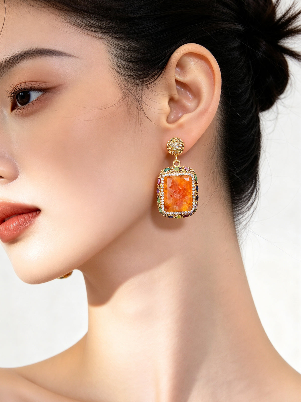 S5141E1 Sunset Druzy earrings