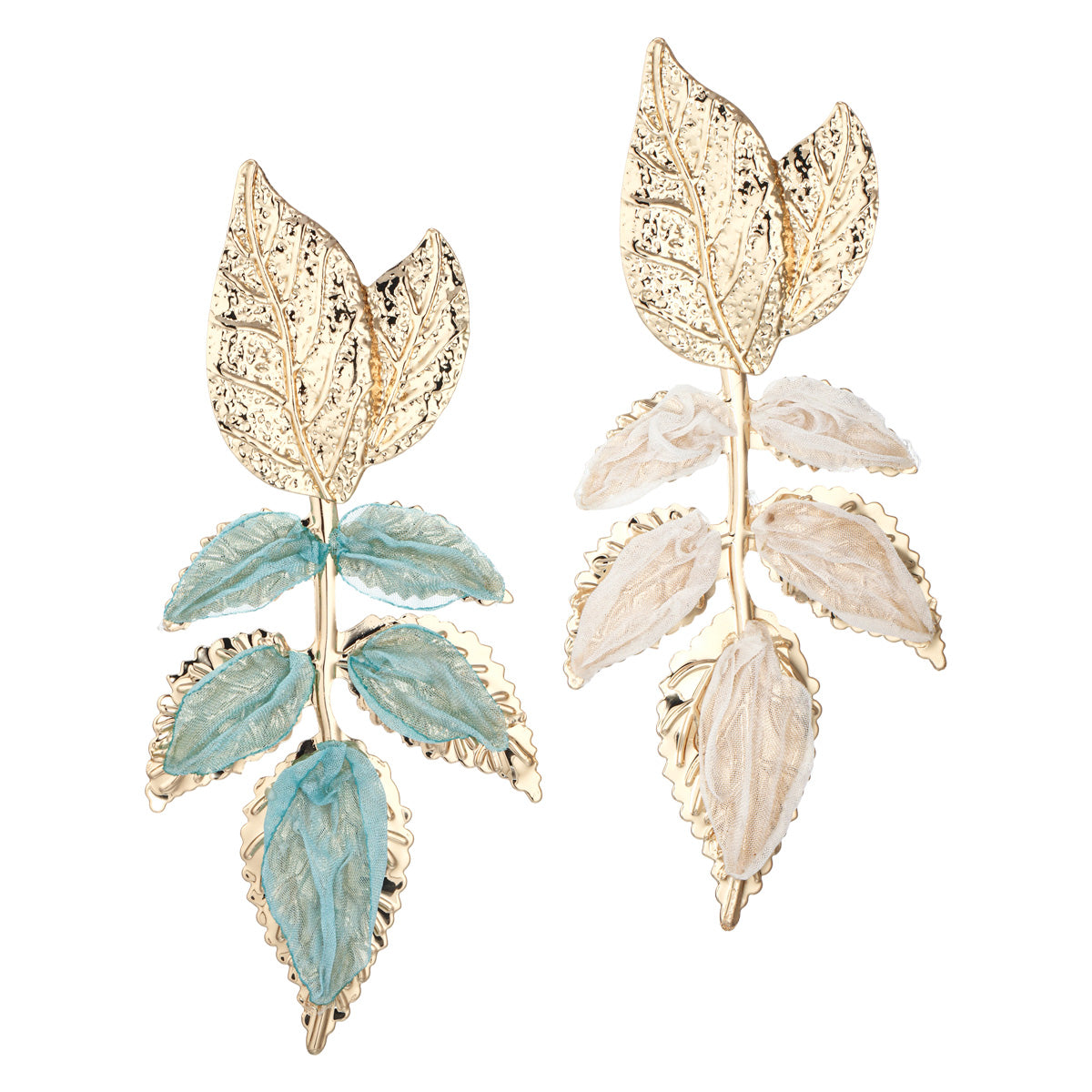 S5182E1 Mismatched Leaf earrings