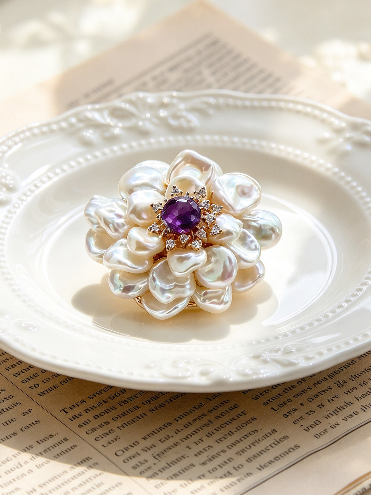 X26807A01 Pearl Camellia brooch