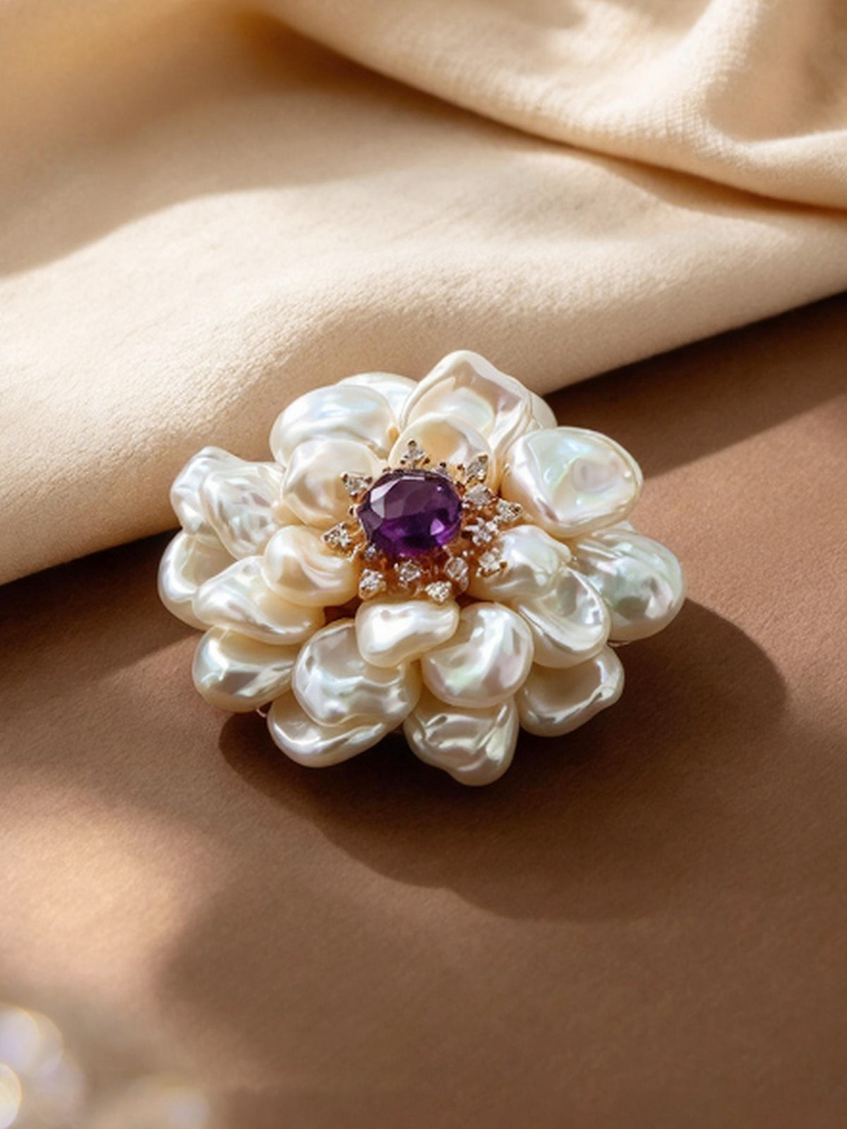 X26807A01 Pearl Camellia brooch