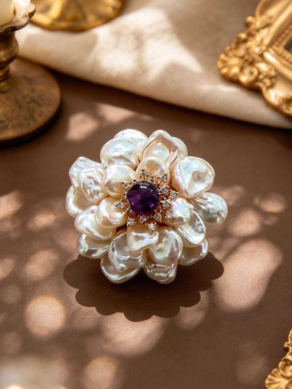 X26807A01 Pearl Camellia brooch