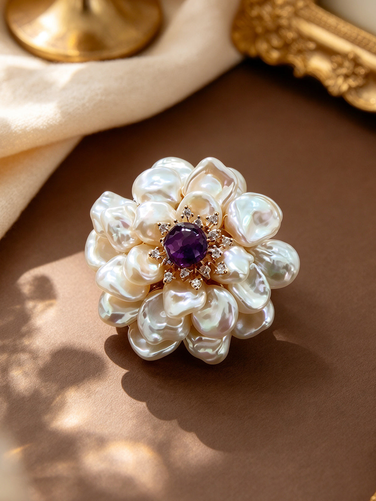 X26807A01 Pearl Camellia brooch