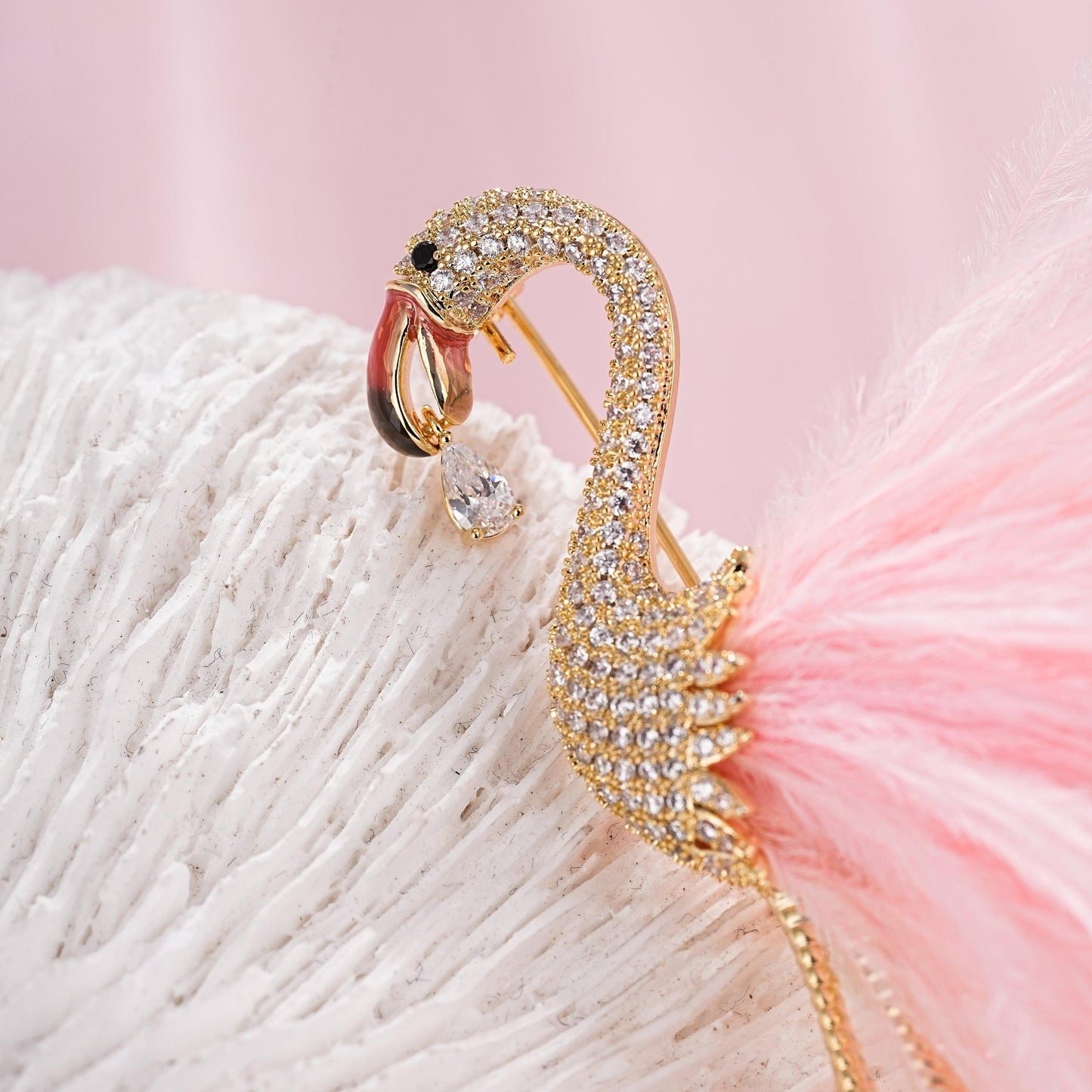 S2375B1  Scarf Buckle Flower Brooch Flamingo