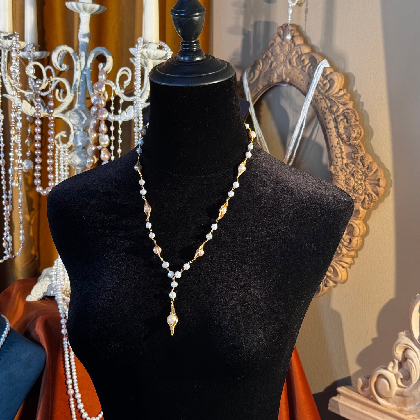 S2537N1 Pearls Sweater Chain Long Necklace Choker simple elegant fine handmade gifts
