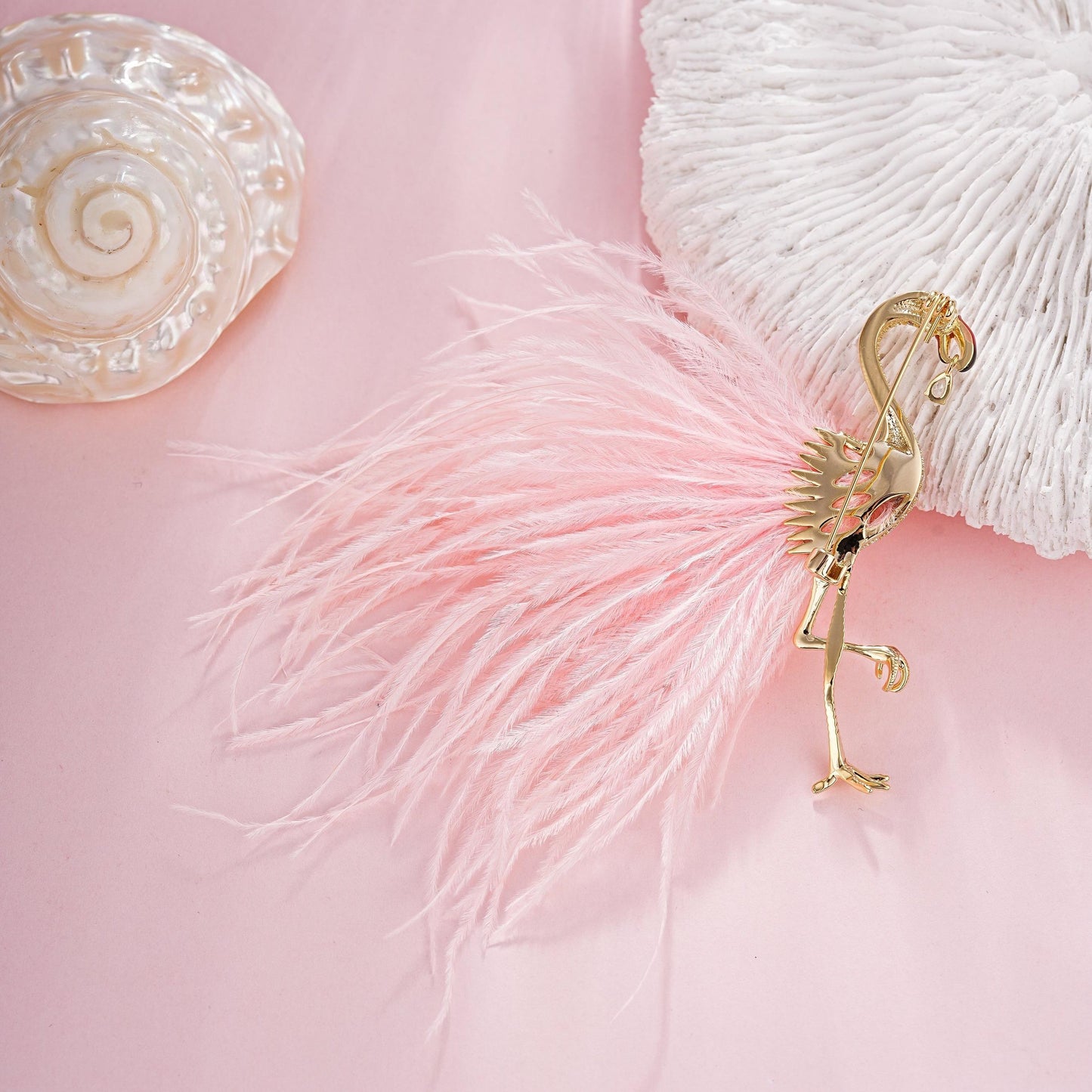 S2375B1  Scarf Buckle Flower Brooch Flamingo