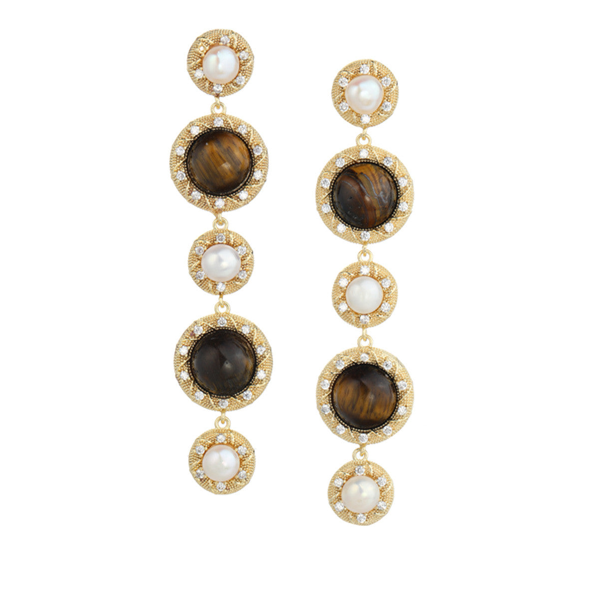S4914E1 Tiger's Eye pearl Long  earrings Stud Ear Accessories fine handmade gifts