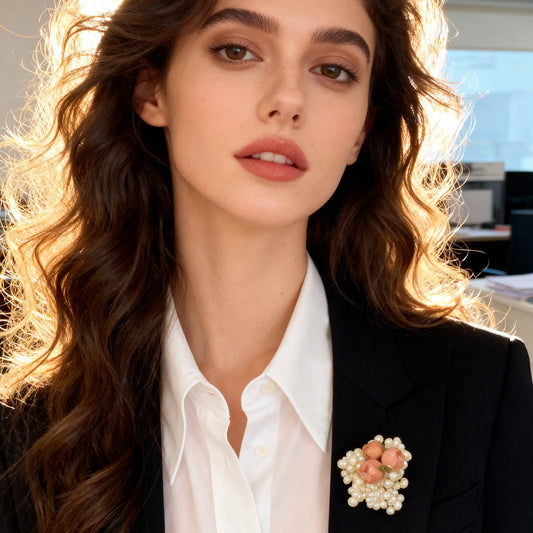 S2334B1 Pearls Scarf Buckle  Flower Brooch beautiful elegant fine handmade gifts