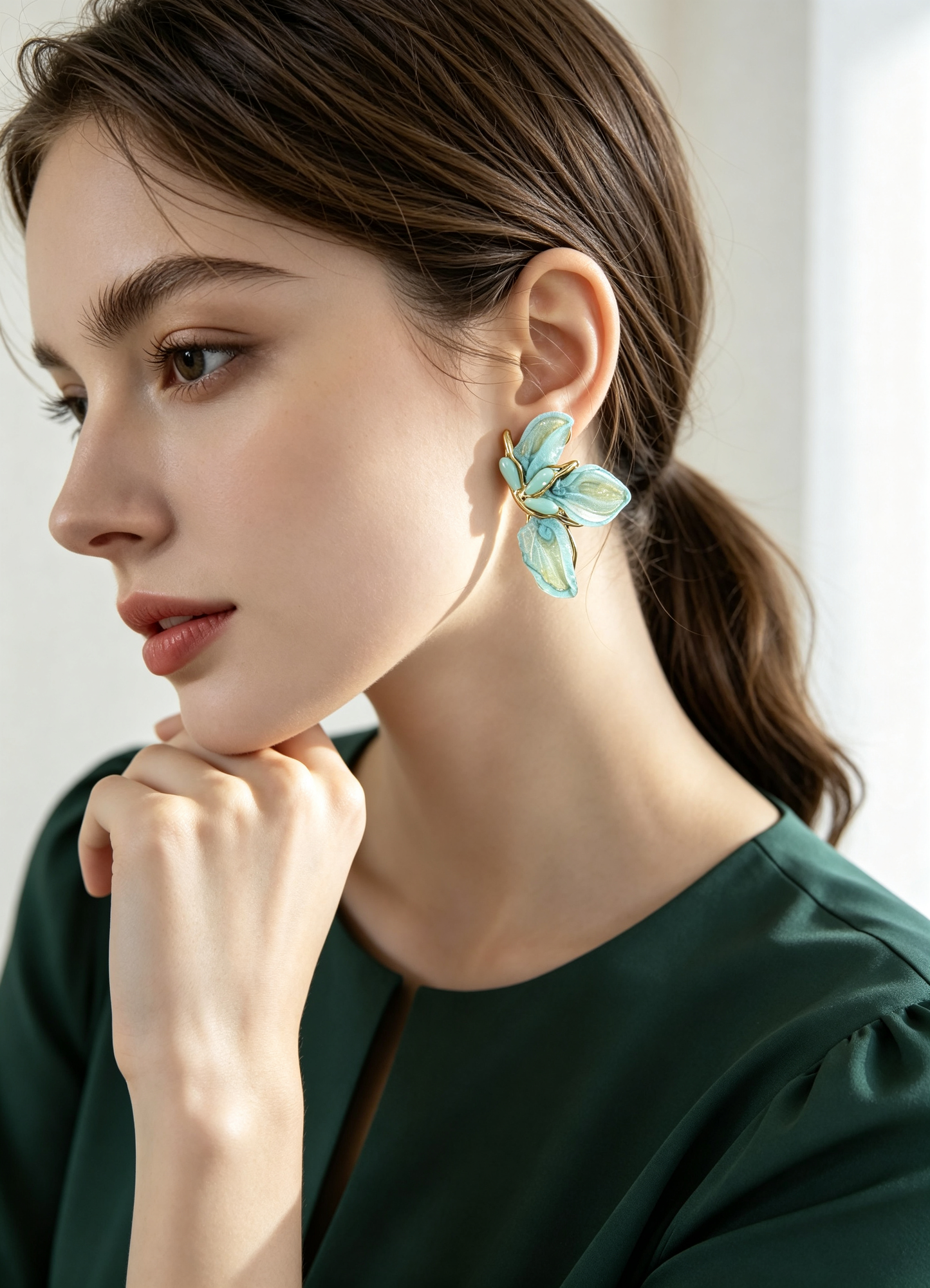 S5185E1 Dewy Leaf earrings